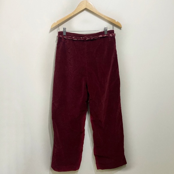 April Cornell Velvet Trousers Size Medium Raspberry Removable Belt High Waist - Picture 3 of 11